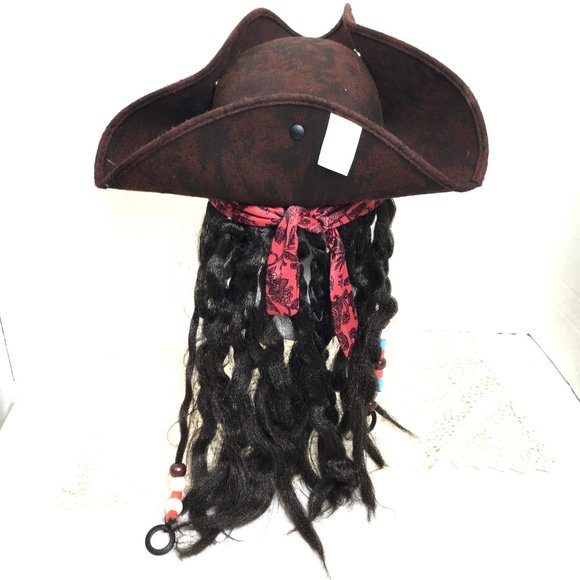 Deluxe Pirate Hat with Dreadlocks - Picture 5 of 7